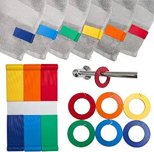 Towel Identification System Color-Coded Identification for Towels and Hooks 12 peices 6 Sets Stop Roommates from Using Your Towels Hygienic Bathroom Spacers Made of Durable, Lightweight, Plastic