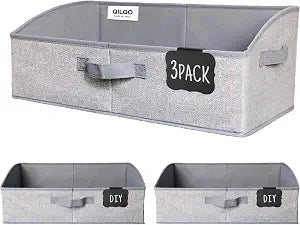 Trapezoid Storage Bins, Fabric Closet Organizers, Grey, 3-Pack