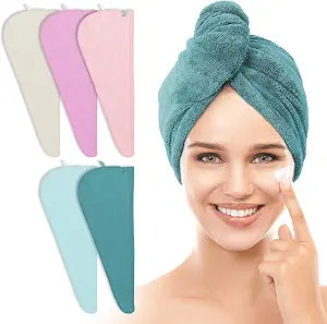 TENSTARS Hair Towel Wrap for All Hair Types, 5 Pack Microfiber Turban
