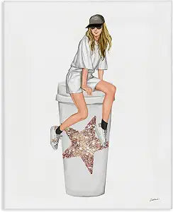 Stupell Industries Trendy Fashionable Girl, 24 x 30 Inch Canvas Wall Art