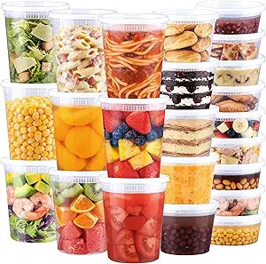 BYSNOW 60 Sets Deli Containers with Lids - 32/16/8 oz, 20 of Each Size
