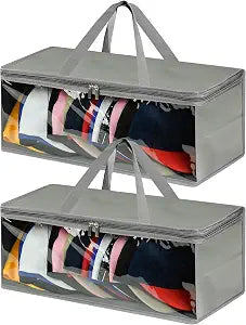 Epesoware 2 Pack Wide Hat Storage Bag for Baseball Caps, Grey