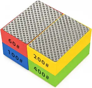 4PCS Diamond Hand Sanding Blocks Polishing Pads, 60# 100# 200# 400# Grit for Tile Ceramic Glass Pottery