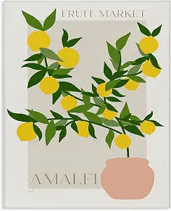 Minimal Lemon Branch Kitchen, 24 x 30 Inch Canvas Wall Art