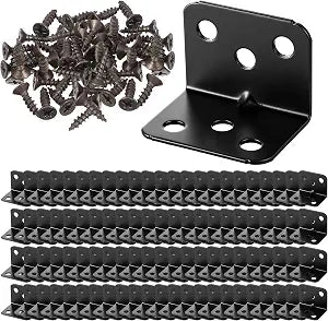 100PCS Corner Braces Heavy Duty Stainless Steel L Shape Brackets 1.02"x 1.02" x 1.42" (26x26x36mm), 90 Degree Right Angle Bracket for Wood Shelves Cabinet Furniture with 600 Screws