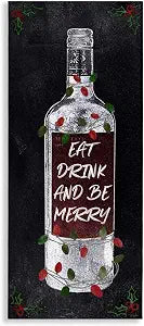 Stupell Industries Eat Drink Be Merry Holiday, 13 x 30 Inch Canvas Wall Art