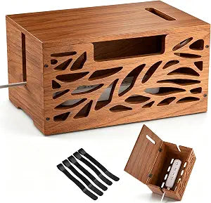 Wooden Cable Management Box, Large Cord Hider Box, Cord Box