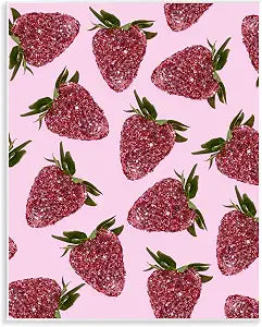 Glimmer Strawberry Glam Pattern, 11 x 14 Inch Mounted Print on Wall Plaque