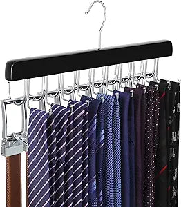 TOPIA HANGER 20 Hooks 2 in 1 Belt Tie Hanger Max 30 Belts 30 Ties Capacity