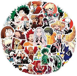 50Pcs Anime My Hero Academia Stickers, Cool Japanese Cartoon Waterproof Vinyl Decal for Adult Teen Girl Kids Laptop Travel Case Phone Bike Water Bottle Guitar Computer Skateboard Notebook Scrapbook