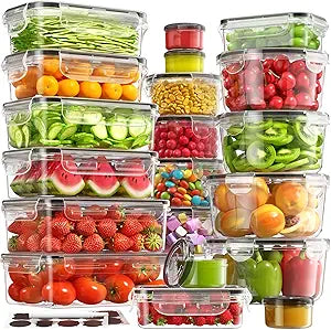 BiuLeon 40 PCS Food Storage Containers with Airtight Lids, BPA-free Plastic