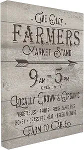 Vintage Farmers Market Sign, 24 x 30 Inch Canvas Wall Art