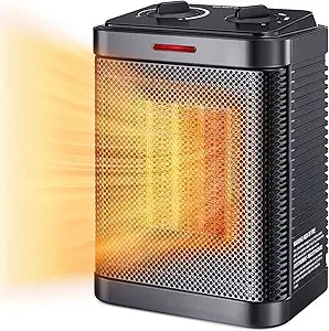 1500W Ceramic Space Heater, Fast Portable Indoor Heater, Black