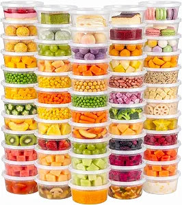 60 Sets 8 oz Deli Containers with Lids, Leakproof & Airtight BPA Free Takeout Plastic Food Storage Containers for Soup, Meal Prep, Freezer, Microwave & Dishwasher Safe