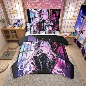 Erosebridal Japanese Anime 7 Piece Comforter Sets King Size, Anime Girl