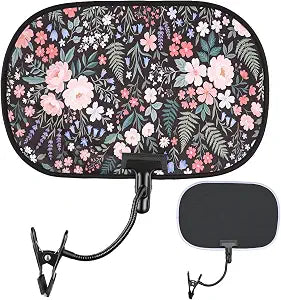 Floral Laptop Sun Shade with Clip Adjustable Portable Desk Shade, Black