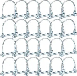 24 Pack Wire Lock Pins, 1/4 x 2 Inch D-Shape Heavy Duty Plated Hitch Pin