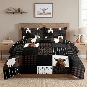 WeCozy Twin Comforter Set, 2 Pieces Highland Cow Bedding, All Season