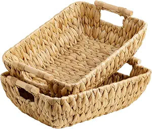 StorageWorks Wicker Baskets for Shelves, Hyacinth Storage Baskets, 2 Pack