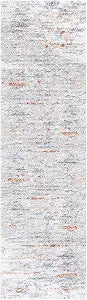SAFAVIEH Berber Shag Collection Runner Rug - 2'3" x 6' Runner, Blue Rust & Ivory, Modern Abstract Design, 1.2-inch Thick Ideal for High Traffic Areas in Living Room, Bedroom, Dining (BER577A-26)