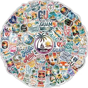 100PCS Guam Stickers Chamorro Culture Hafa Adai Island Vinyl Stickers Waterproof for Laptop, Water Bottle, Travel Souvenir