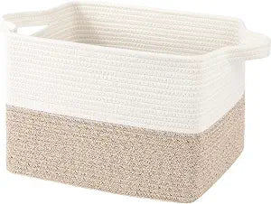 OIAHOMY Woven Storage Basket, Small Baskets for Organizing Brown & White