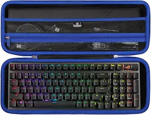 Tourmate Hard Storage Case for ASUS ROG II 96/Logitech K 585 Wireless Gaming Keyboard - Travel Case for RK ROYALKLUDGE RK98/RK96/N80/RK61,Aula F87/HERO 68/ S98 Pro(Only Box) (Black & Blue)