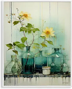 Modern Jars Floral Still Life, 16 x 20 Inch Framed Gicle Print