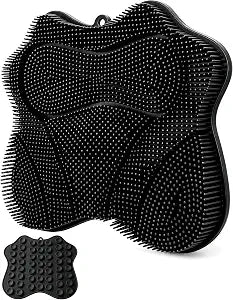 Silicone Shower Foot Scrubber Mat with Strong Suction Cups (Black)