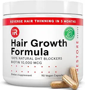 iRestore Hair Growth Supplement - Hair Loss Vitamins for Women and Men - Biotin Multivitamins & DHT Blocker to Reduce Hair Thinning - Hair Regrowth Pills - 30 Days Supply 90 Count (Pack of 1)