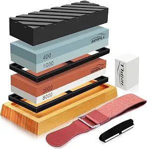 HMPLL Knife Sharpening Stone Set, Professional Whetstone 4 Side Grit
