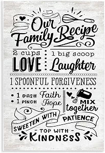 Family Recipe Kitchen Phrase, 10 x 15 Inch Mounted Print on Wall Plaque