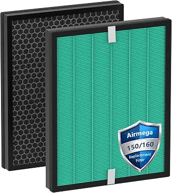 2 Pack Upgraded Airmega 150 Filter Replacement Compatible with Coway Airmega 150 (AP-1019C) & Airmega 160 Air Purifiers, True HEPA and Enhanced Activated Carbon Filter, AP-1019C-FP (Enhanced 150)