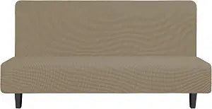 Easy-Going Stretch Large Futon Slipcover Armless Futon Cover Natural