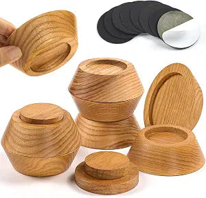 Bed Risers, Furniture Risers (Set of 8-Height 1") Can be Adjusted to 2'' 3''or 4'', Lifts Furniture Risers, Solid Natural Wood Risers, Non-Slip Recessed Hole (Natural Wood Color)