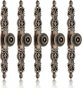 Bonsicoky Vintage Antique Floral Cabinet Handles, Bronze