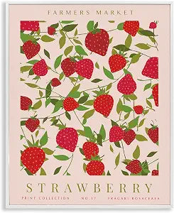 Strawberry Still Life Kitchen, 11 x 14 Inch Framed Gicle Print