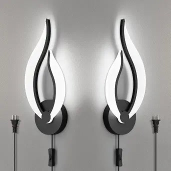 Plug in Wall Sconces Set of 2 Modern Bedroom Bedside Lamps Industrial Sconces with Switch On Off Cord 5500k 10 Watt LED Wall Lights for Living Room Indoor Hallway Lighting Fixtures