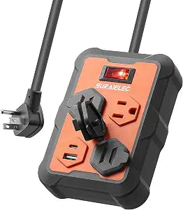 SURAIELEC Long Power Strip with USB-A & USB-C, 10 Ft, Individual Covers