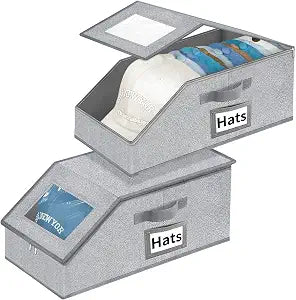 Stackable Hat Storage for Baseball Caps - Hat Organizer with Clear Window