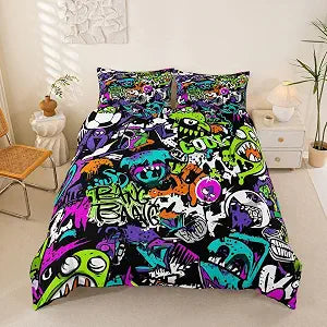 Feelyou Hip Hop Hipster Bedding Set Kids Boys Full Hippie Graffiti Street