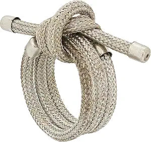 Saro Lifestyle Knotted Rope Napkin Rings (Set of 4), Silver, Set of 4