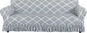 FUANGUI Sofa Slipcover Cover 1 Piece, Stretch Sofa Printed Couch Covers for 3 Cushion Couch Cover with Skirt Pet Friendly, Washable Couch Covers Universal Furniture Protector (3-Seater, 72"-87")