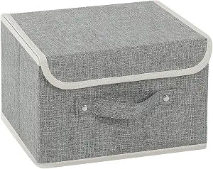 Foldable Fabric Storage Cubes with Lids,Grey 10.2x7.9x6.7in,1 Pack