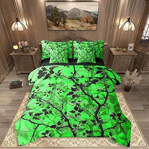 Erosebridal Green Camouflage 7 Pieces Bedding Set Queen Size
