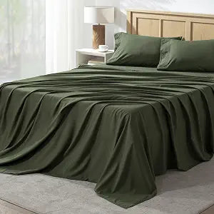 Andency Queen Sheets Set, Dark Olive Green Breathable & Cooling Sheets