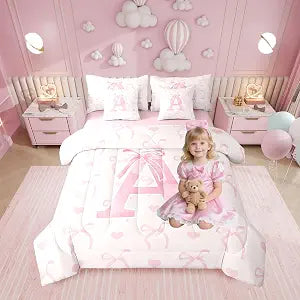 Erosebridal 7 Piece Initial Letter A Sheet Set Bed in A Bag Twin Size