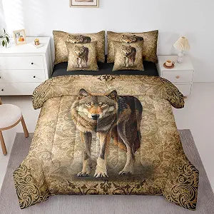 Feelyou Wolf Comforter Set Full Size 7 Pieces Bedding Set Kids Boys Girls