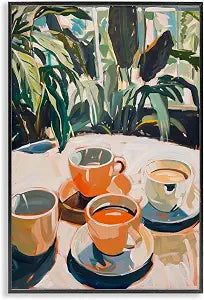 Coffee Time Among Plants Kitchen, 12 x 18 Inch Framed Gicle Print