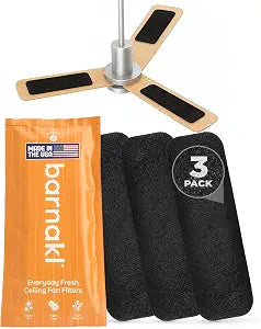 Barnakl Ceiling Fan Air Purifier Pads, Carbon Filters for Blades, 3 Count